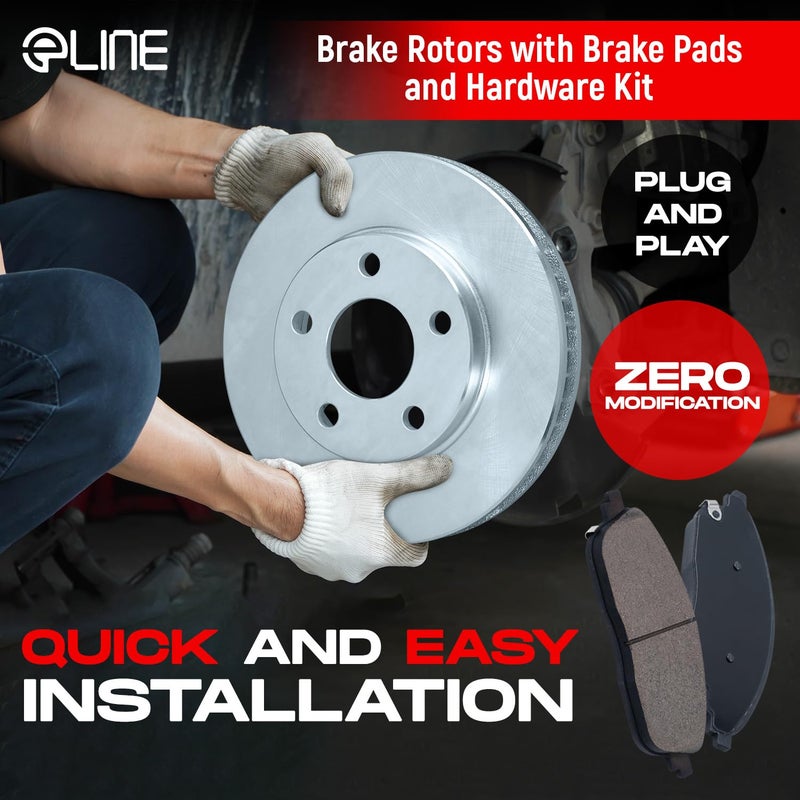 R1 Concepts Rear Brake Kit For 2015-2017 Chrysler 200; 2014-2021 Jeep Cherokee| Blank Brake Rotors| Ceramic Brake Pads and Rotors Kit - Image 3